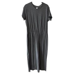 Old Navy Heathered Short Sleeve Knit Elastic Waist Maxi Dress Gray Size Medium